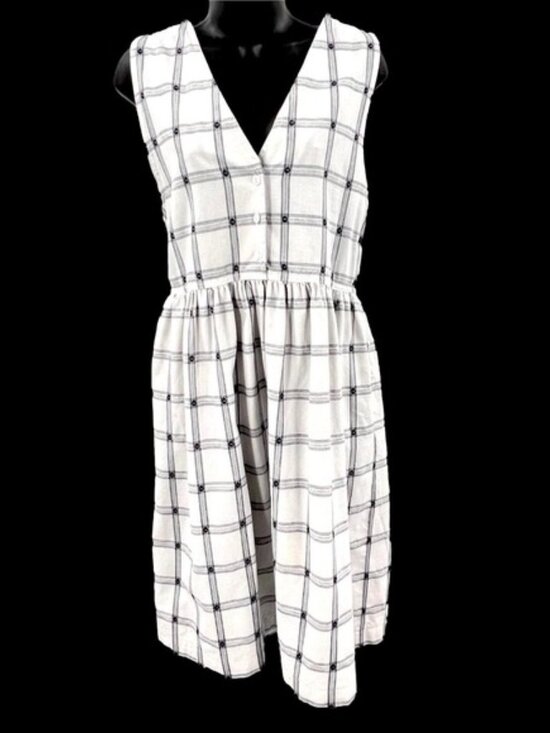 Vintage OshKosh Womens Dress 8 Cottage Country Prairie Blue‎ White Windowpane - Picture 2 of 8